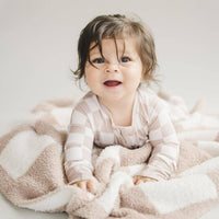 Lucky Panda Kids - Bamboo Zip Romper | Latte Checkered