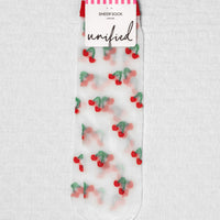 SHEER FRUIT SOCKS - Sheer Cherry