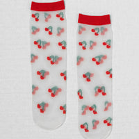 SHEER FRUIT SOCKS - Sheer Cherry