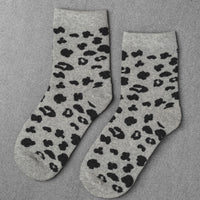 LEOPARD SOCKS - Heather Grey