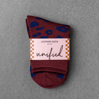 LEOPARD SOCKS - Merlot