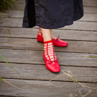 SHEER FRENCH WINDOW SOCKS - Classic Red