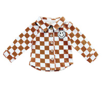 Lucky Panda Kids - Shacket | Smiley Checkered Copper