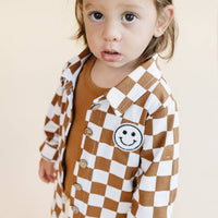 Lucky Panda Kids - Shacket | Smiley Checkered Copper