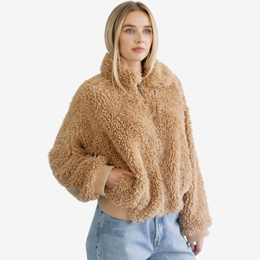 Bubble Sherpa Jacket- Tan