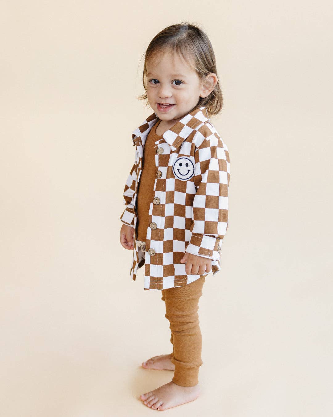 Lucky Panda Kids - Shacket | Smiley Checkered Copper