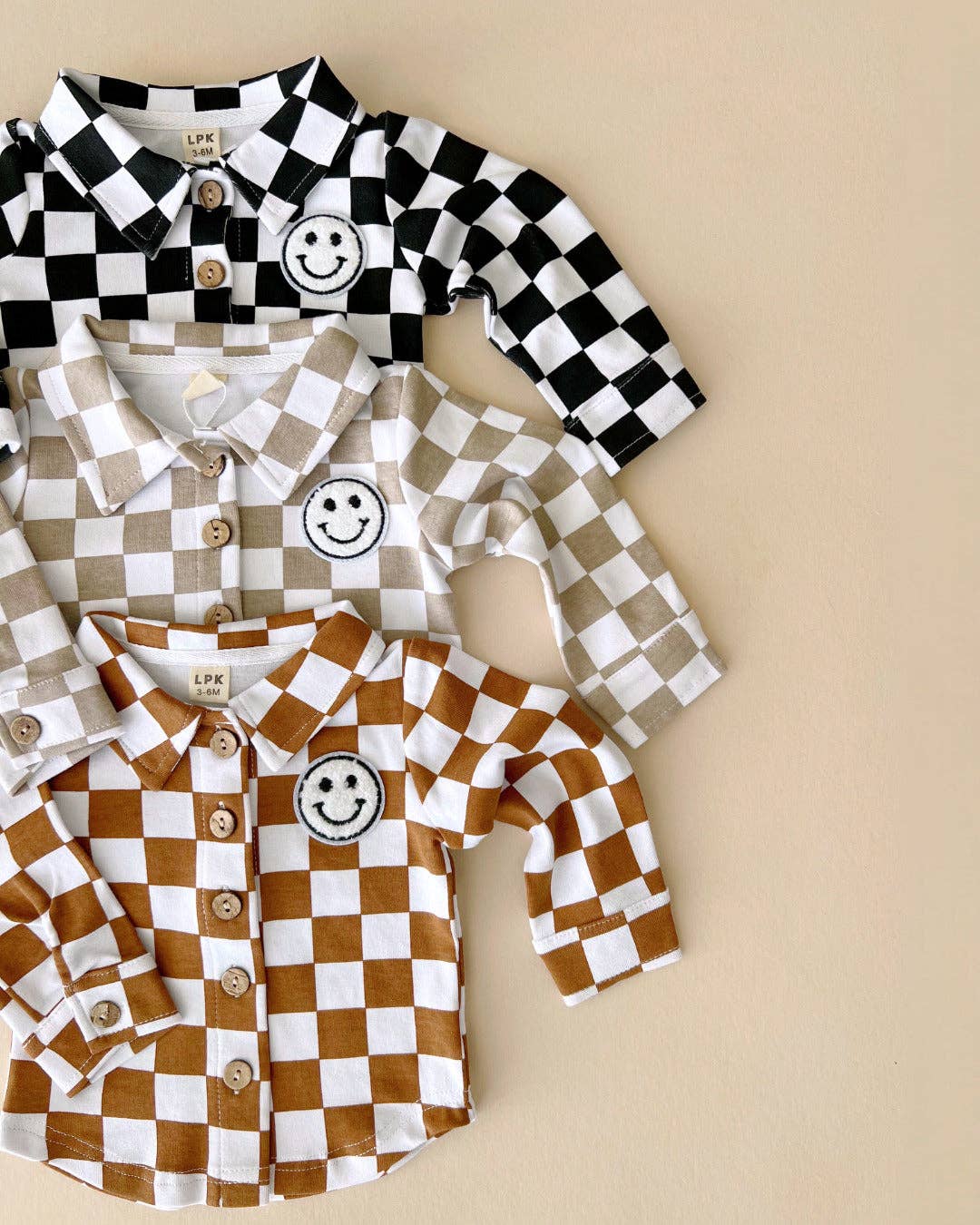 Lucky Panda Kids - Shacket | Smiley Checkered Copper