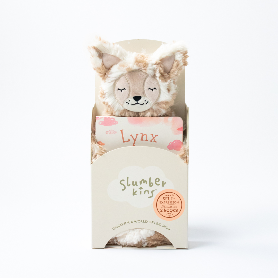 Slumberkins Inc. - Lynx's Self Expression Plush Snuggler Set - with 2 books!