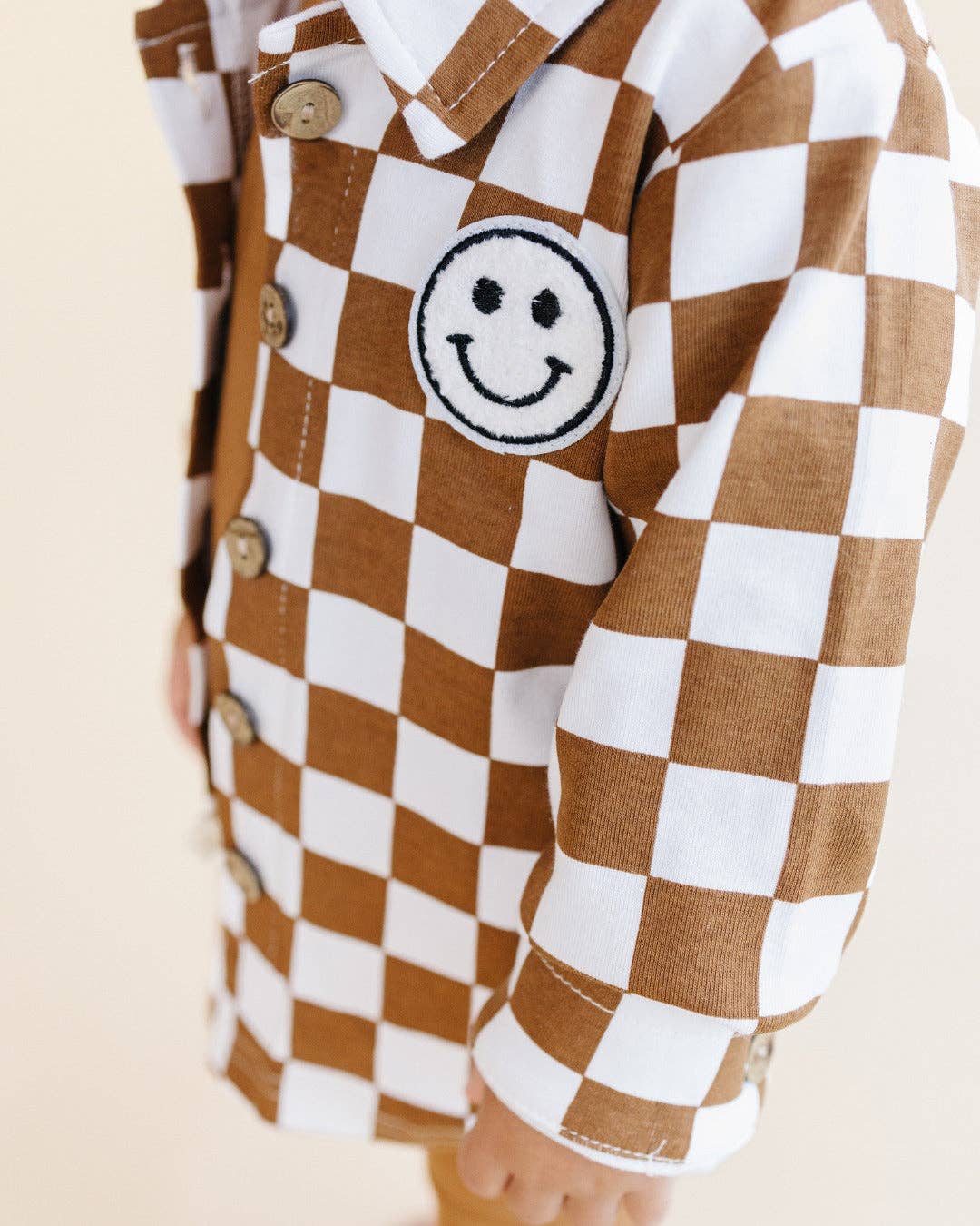 Lucky Panda Kids - Shacket | Smiley Checkered Copper
