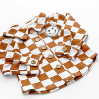 Lucky Panda Kids - Shacket | Smiley Checkered Copper