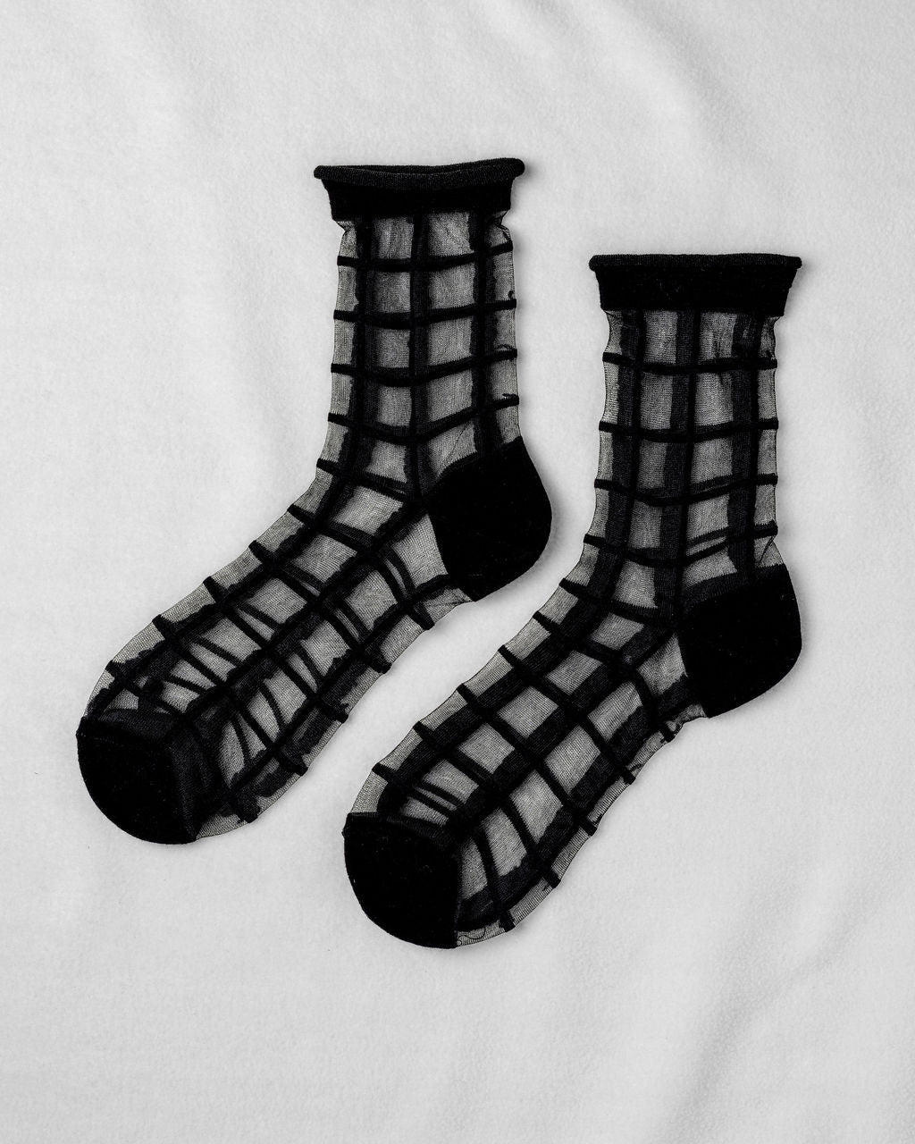 SHEER FRENCH WINDOW SOCKS - Black