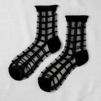SHEER FRENCH WINDOW SOCKS - Black