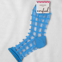 SHEER FRENCH WINDOW SOCKS - Capri Blue
