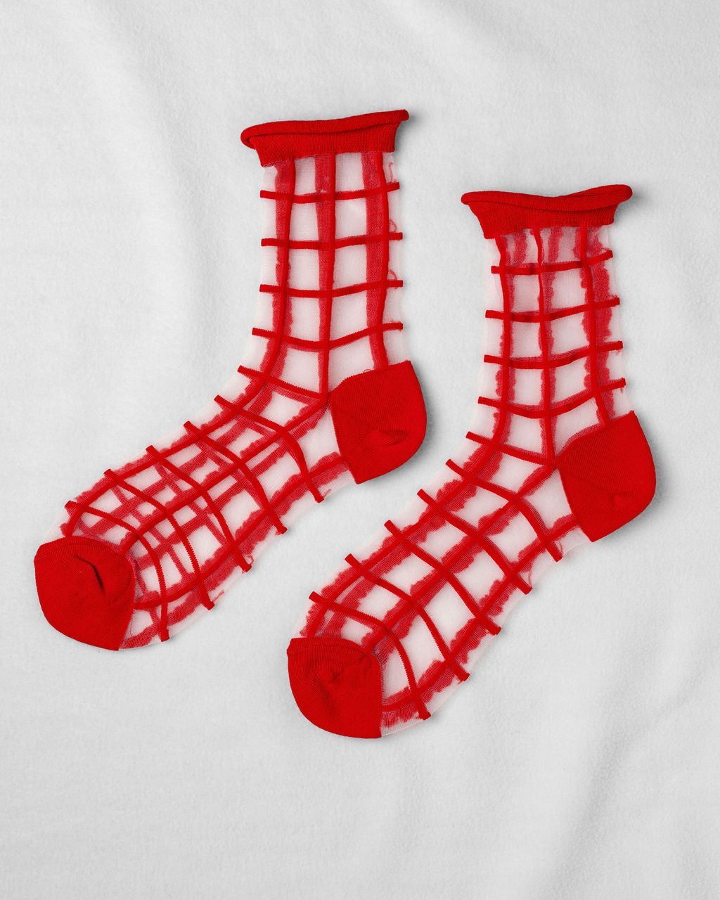 SHEER FRENCH WINDOW SOCKS - Classic Red