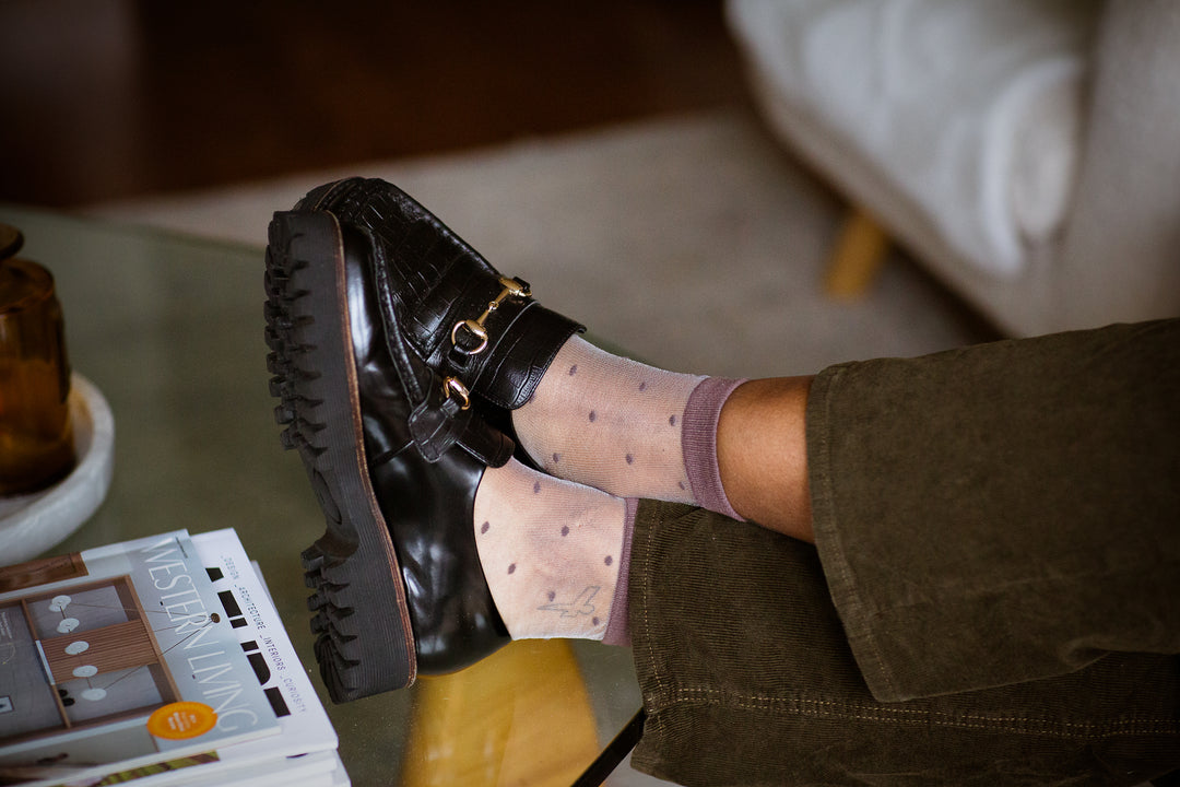SHEER DOTS SOCKS - Cocoa