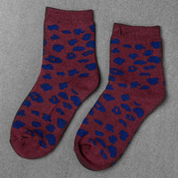 LEOPARD SOCKS - Merlot