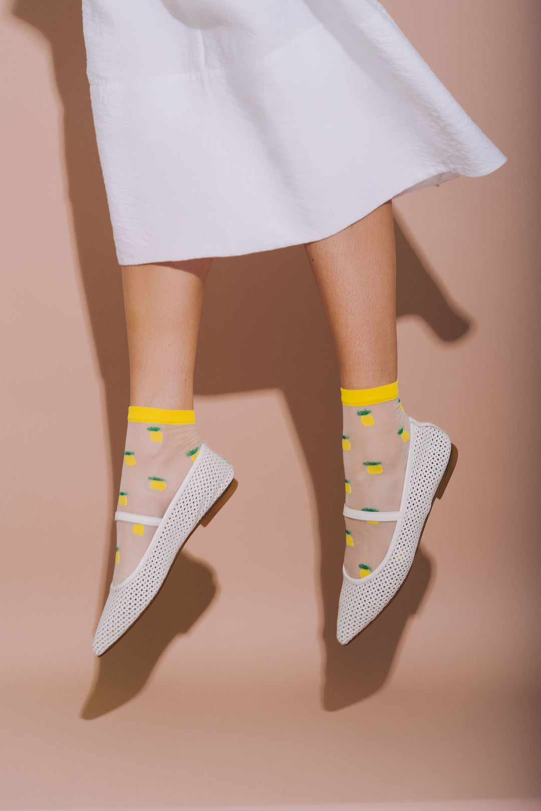SHEER FRUIT SOCKS - Sheer Pineapple