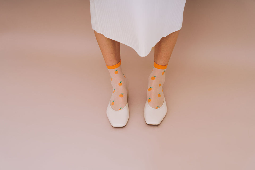 SHEER FRUIT SOCKS - Sheer Clementine
