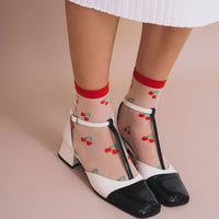 SHEER FRUIT SOCKS - Sheer Cherry