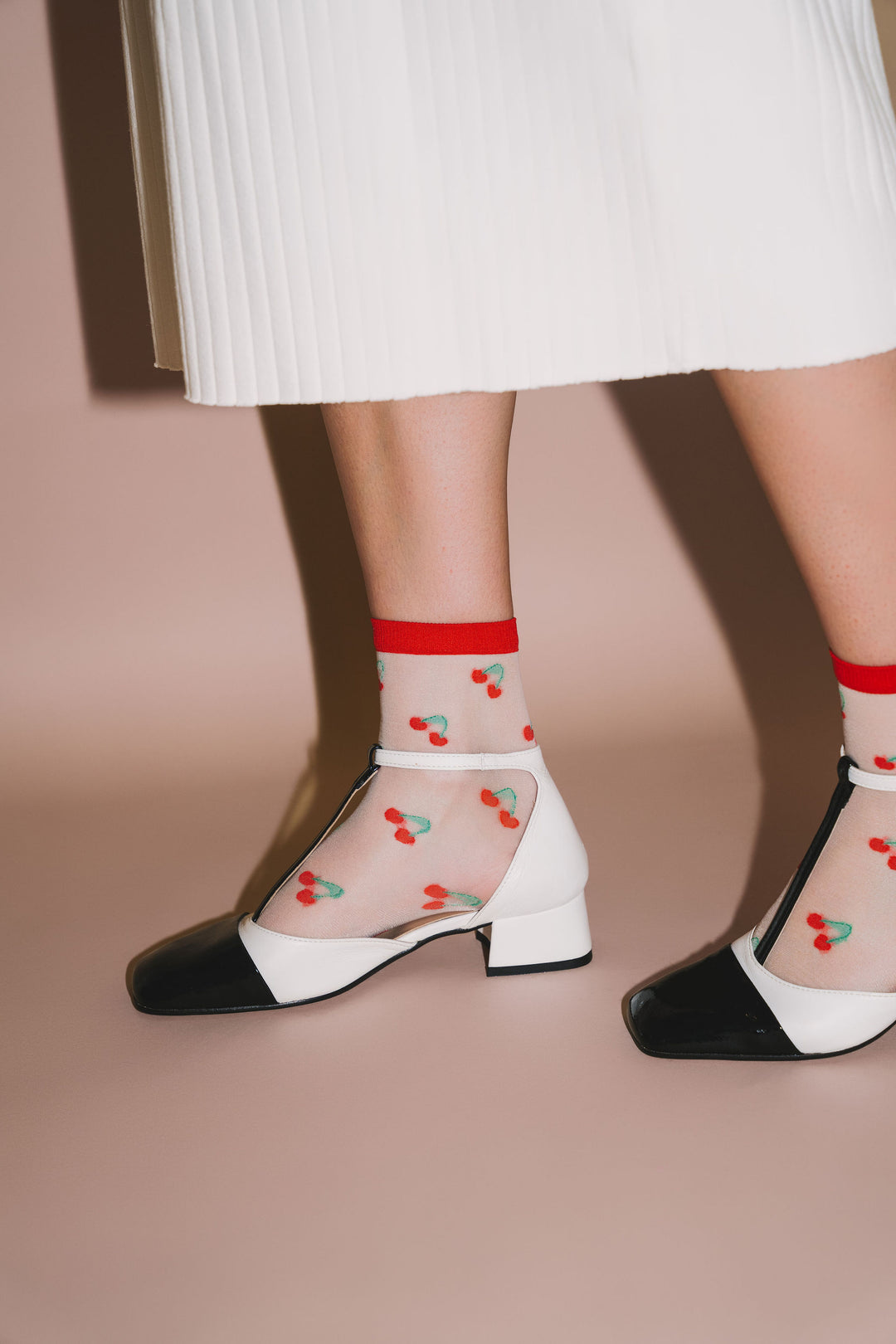 SHEER FRUIT SOCKS - Sheer Cherry