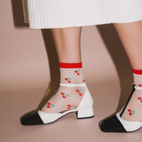 SHEER FRUIT SOCKS - Sheer Cherry