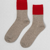 CHALET SOCKS - Oat/Apple Colourblock