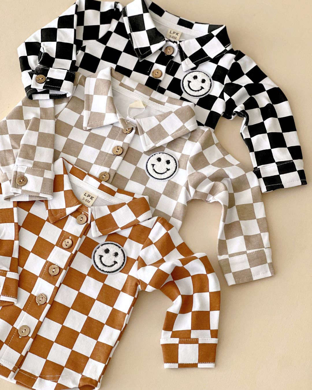 Lucky Panda Kids - Shacket | Smiley Checkered Copper